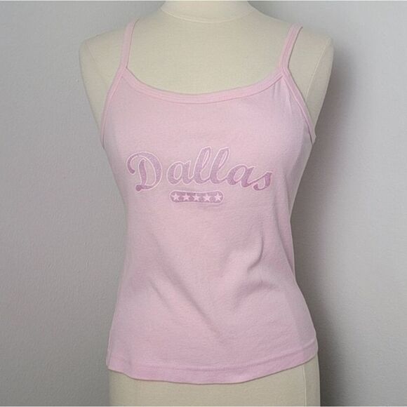 Y2K Millennial Pink Dallas Cowboys Spaghetti Strap Tank Top Juniors XL - Picture 1 of 11